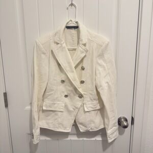 Dictionary Women's White Jean Type Jacket Silver Buttons Size 12/14